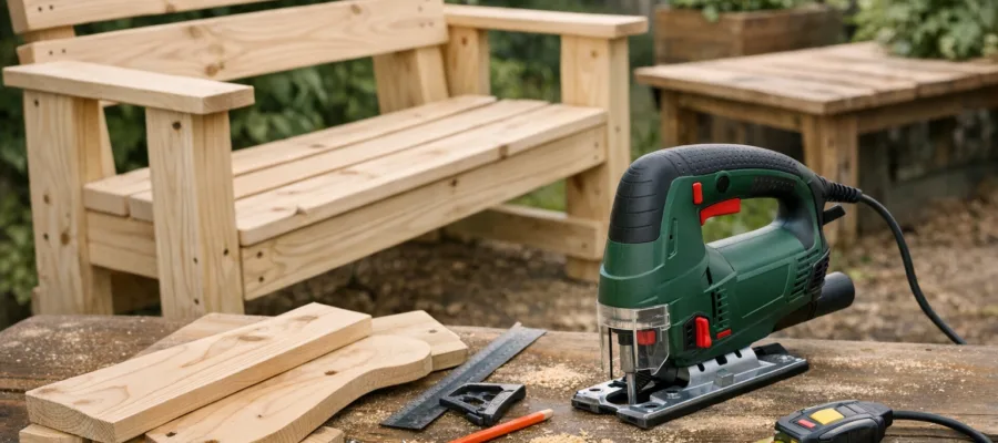 Do-it-yourself Gartenmoebel aus Holz mit der Stichsaege anfertigen